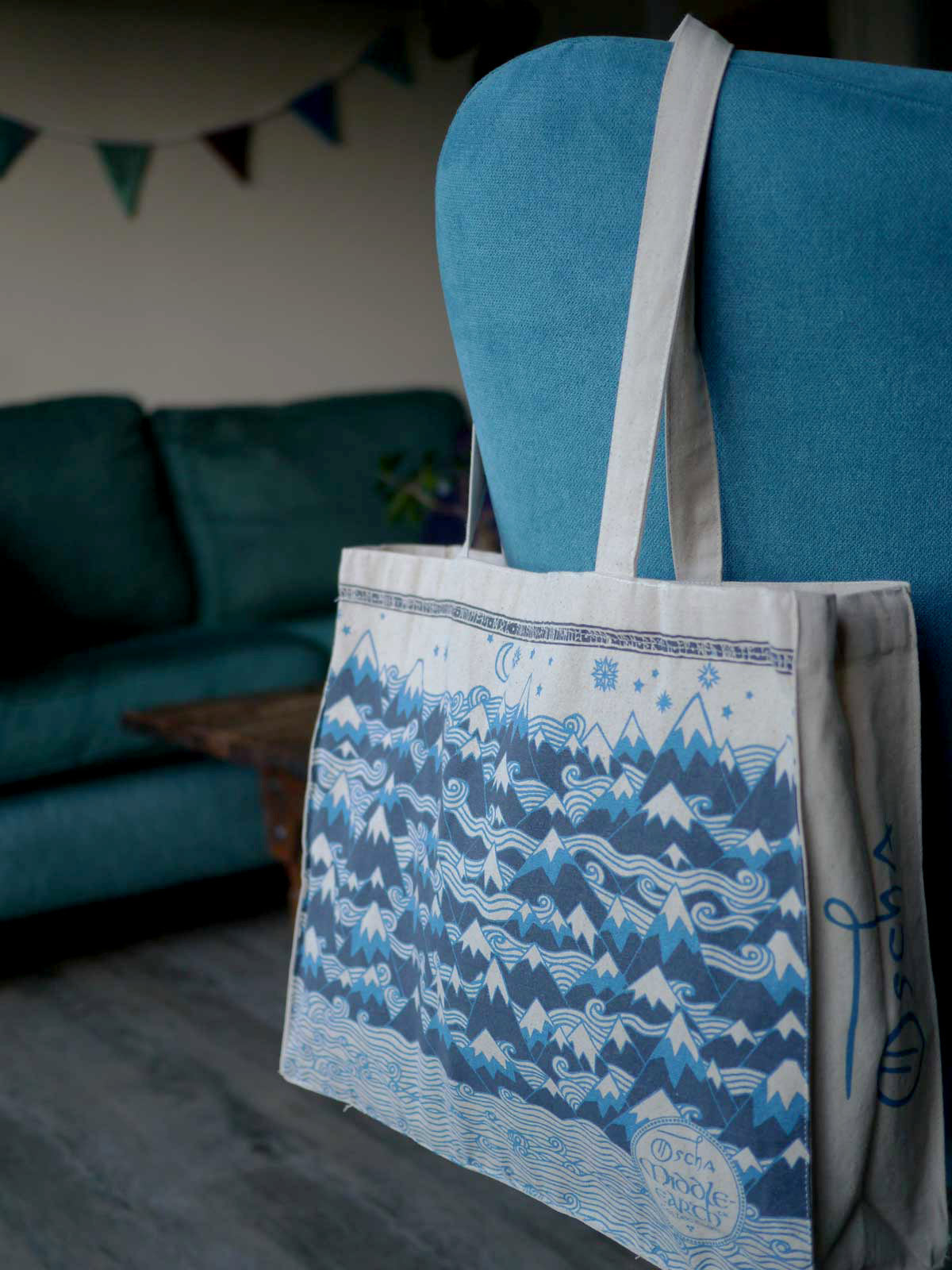 Misty Mountains Indigo Eco Tote Bag